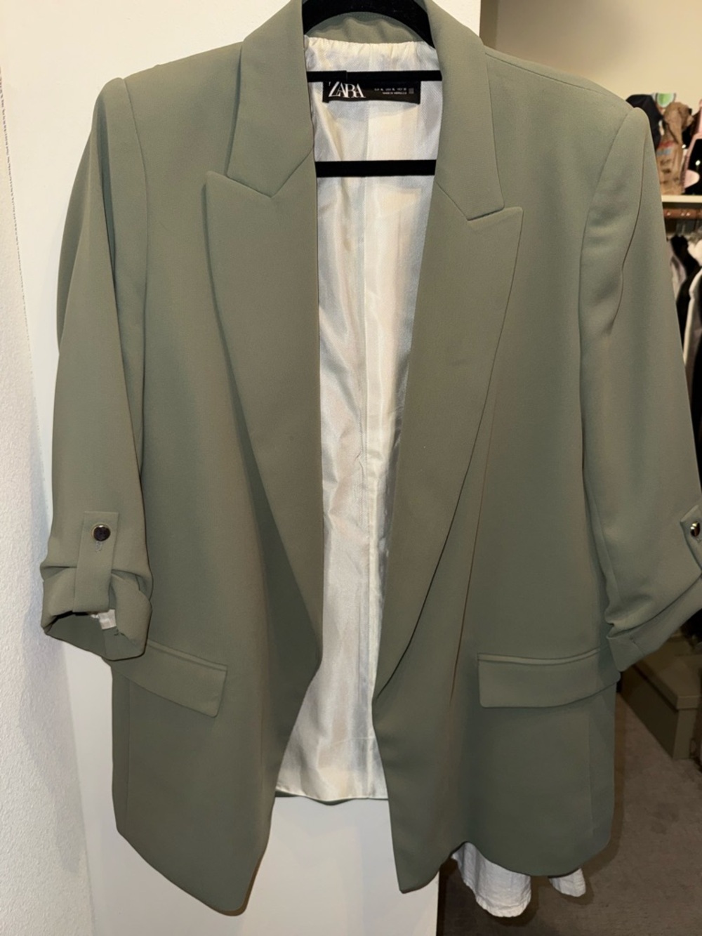 Zara Sage Green Blazer with Cream Lining